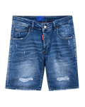 DSQ Marine Blue Distressed Denim Bermude