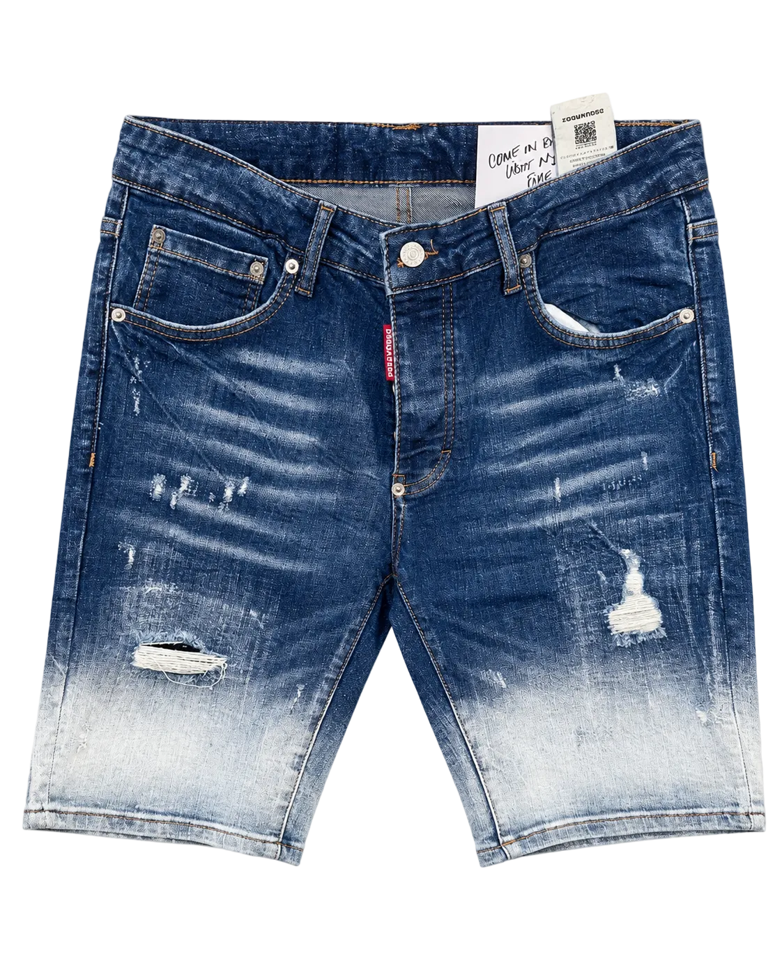 DSQ Marine Dark Blue Fade Denim Bermude