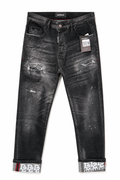 Dsquared2 Black Wash Cuffed Distressed Jeans