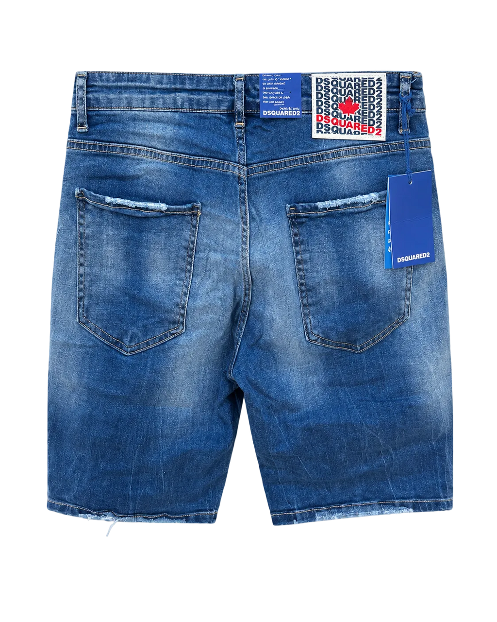 DSQ Marine Blue Distressed Denim Bermude