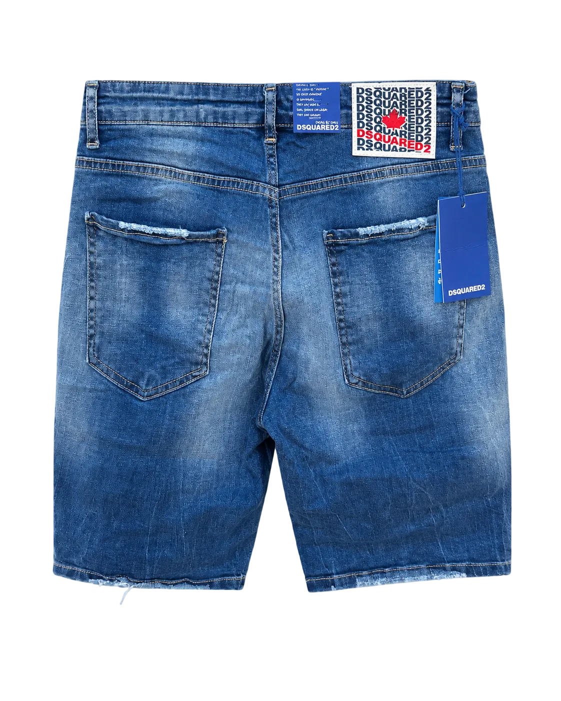 DSQ Marine Blue Distressed Denim Bermude