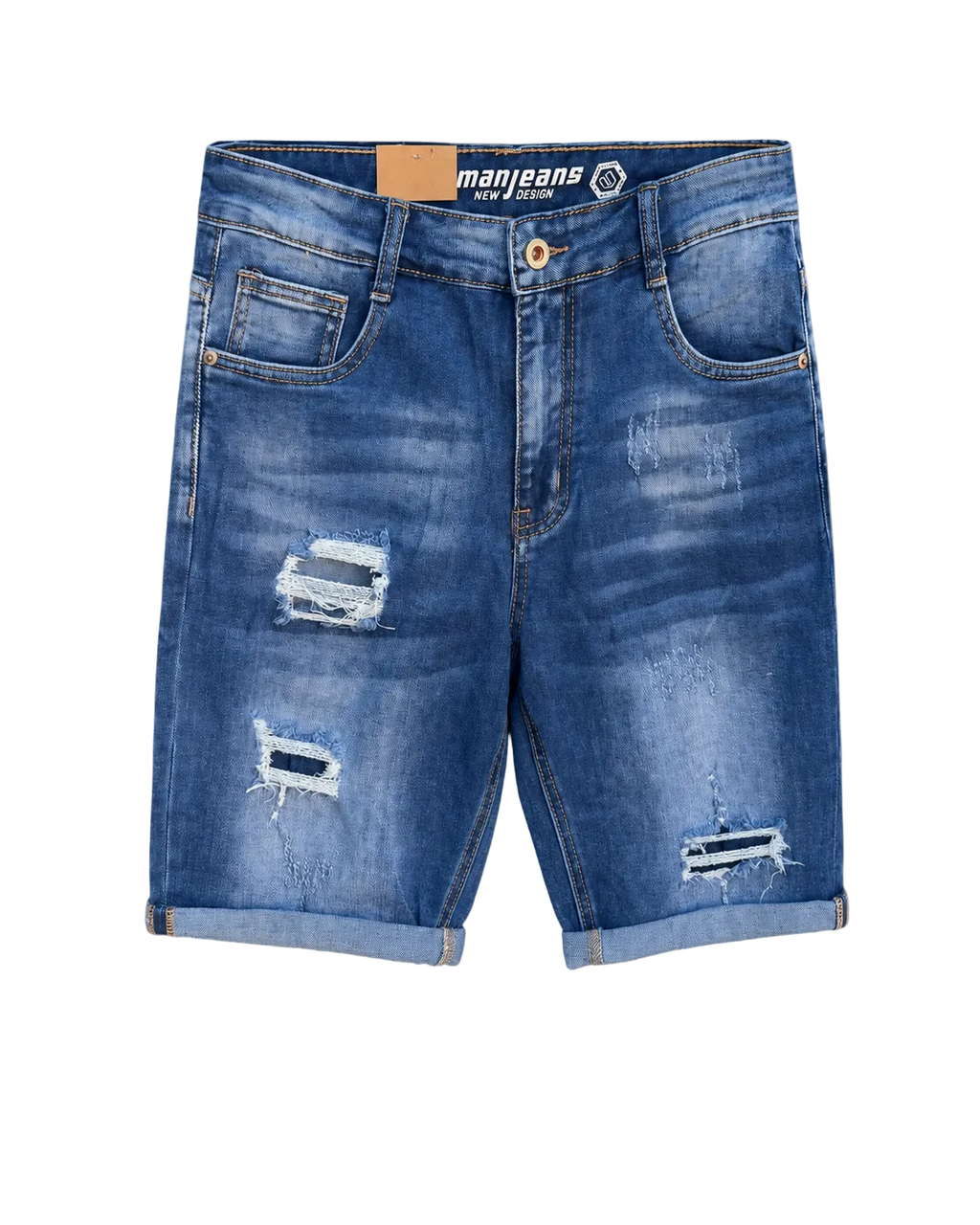 Viman Blue Ripped Denim Bermude