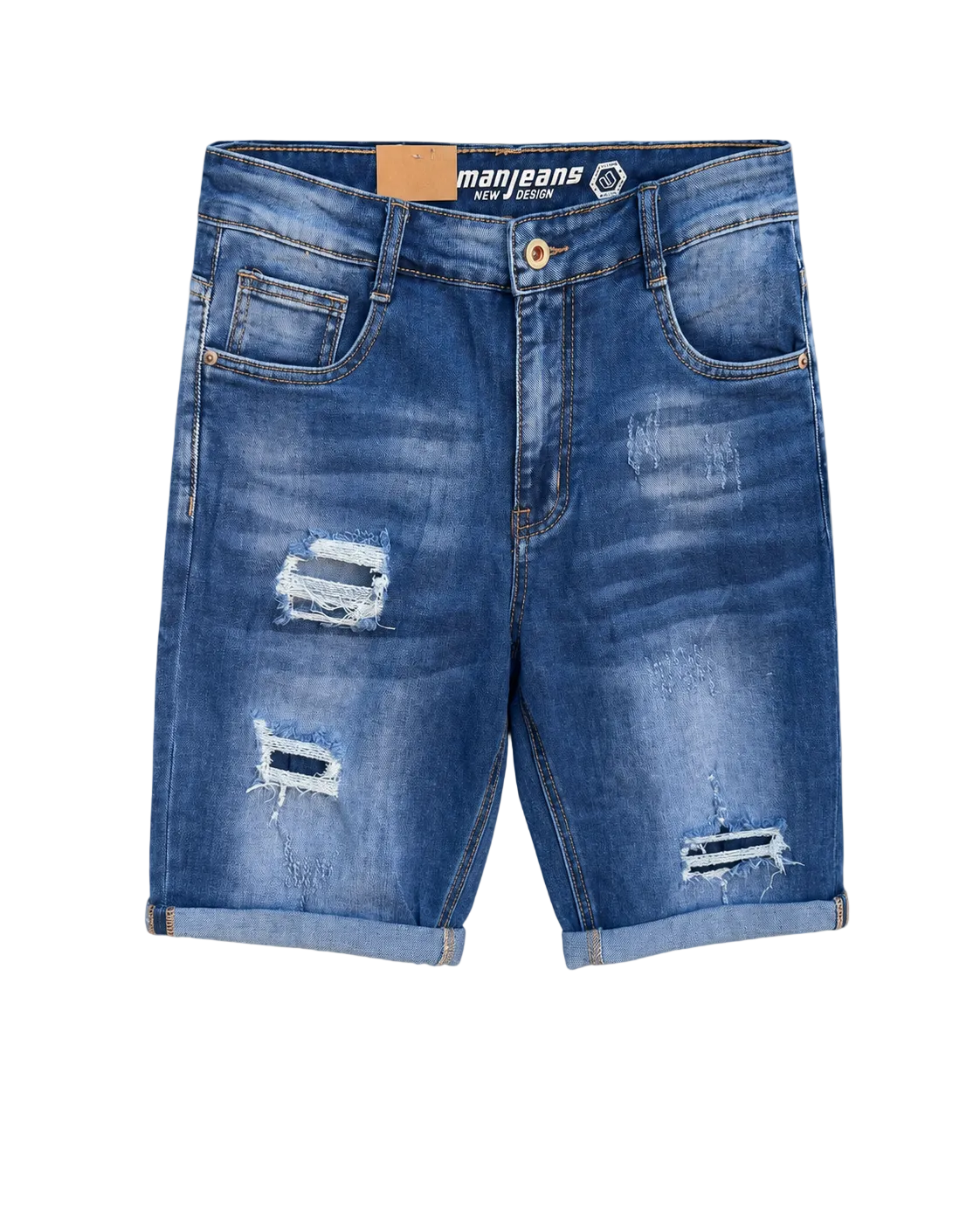 Viman Blue Ripped Denim Bermude