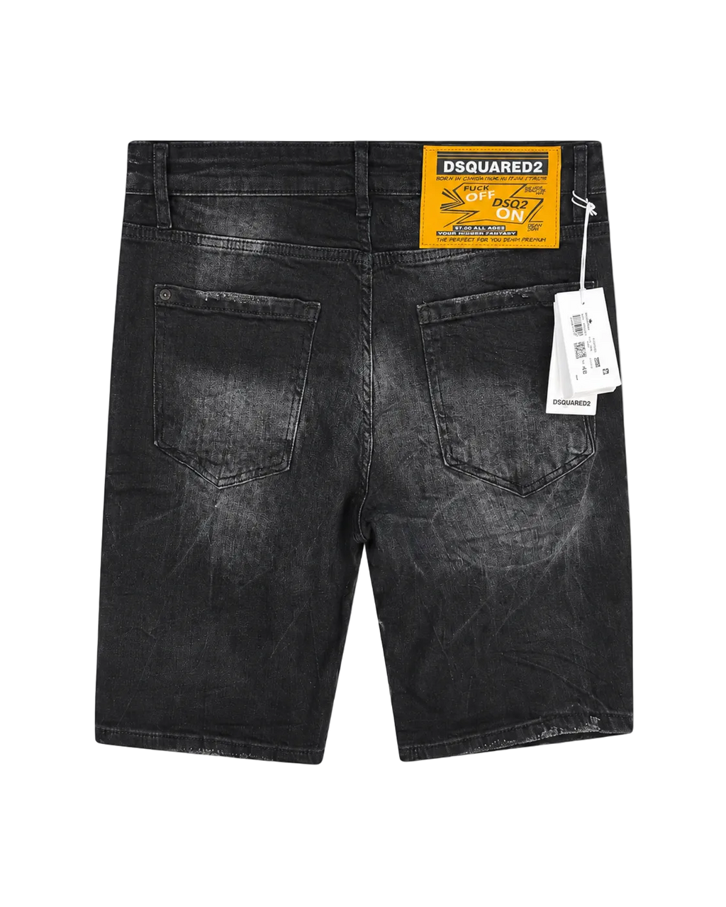 DSQ Yellow Patch Black Denim Bermude