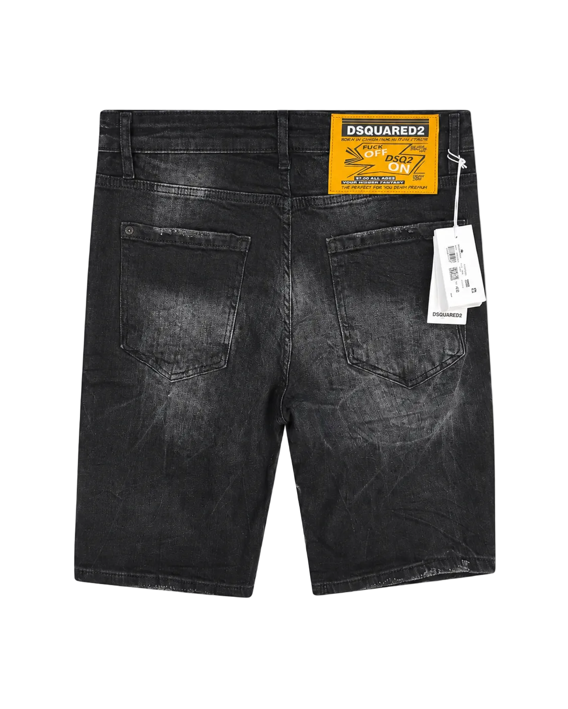 DSQ Yellow Patch Black Denim Bermude