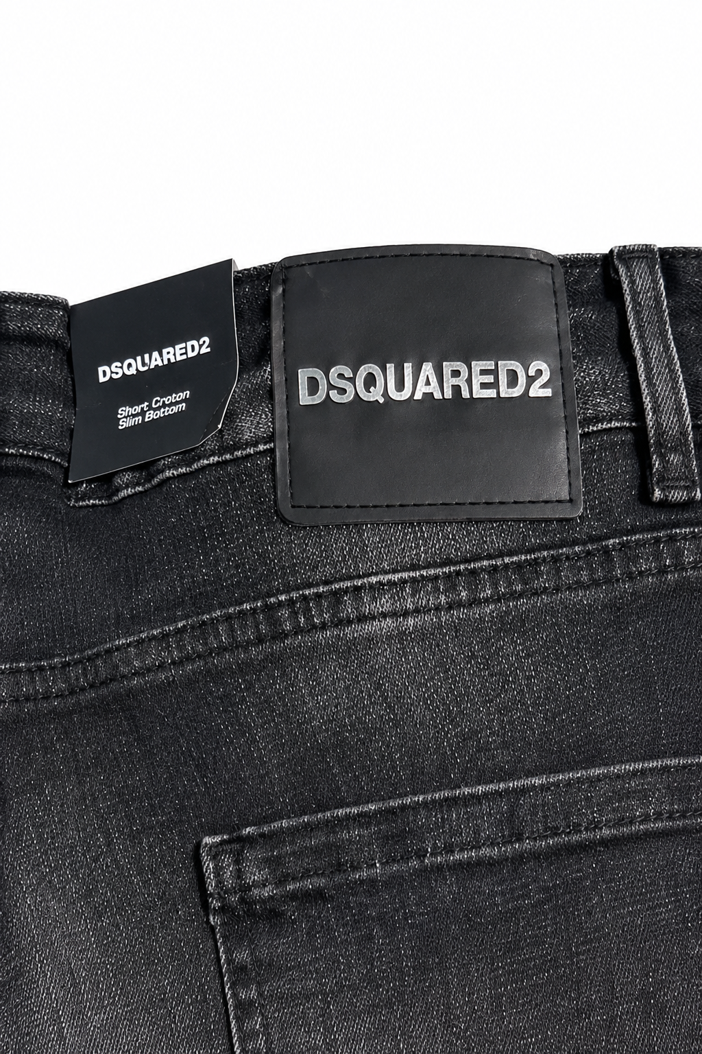 Dsquared2 Black Wash Cuffed Distressed Jeans