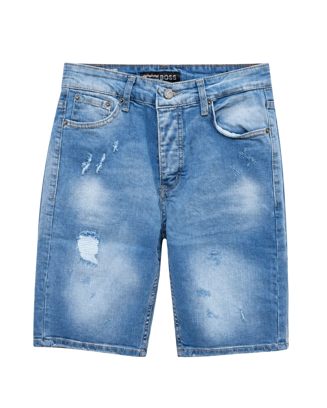 BOSS Light Blue Denim Bermude