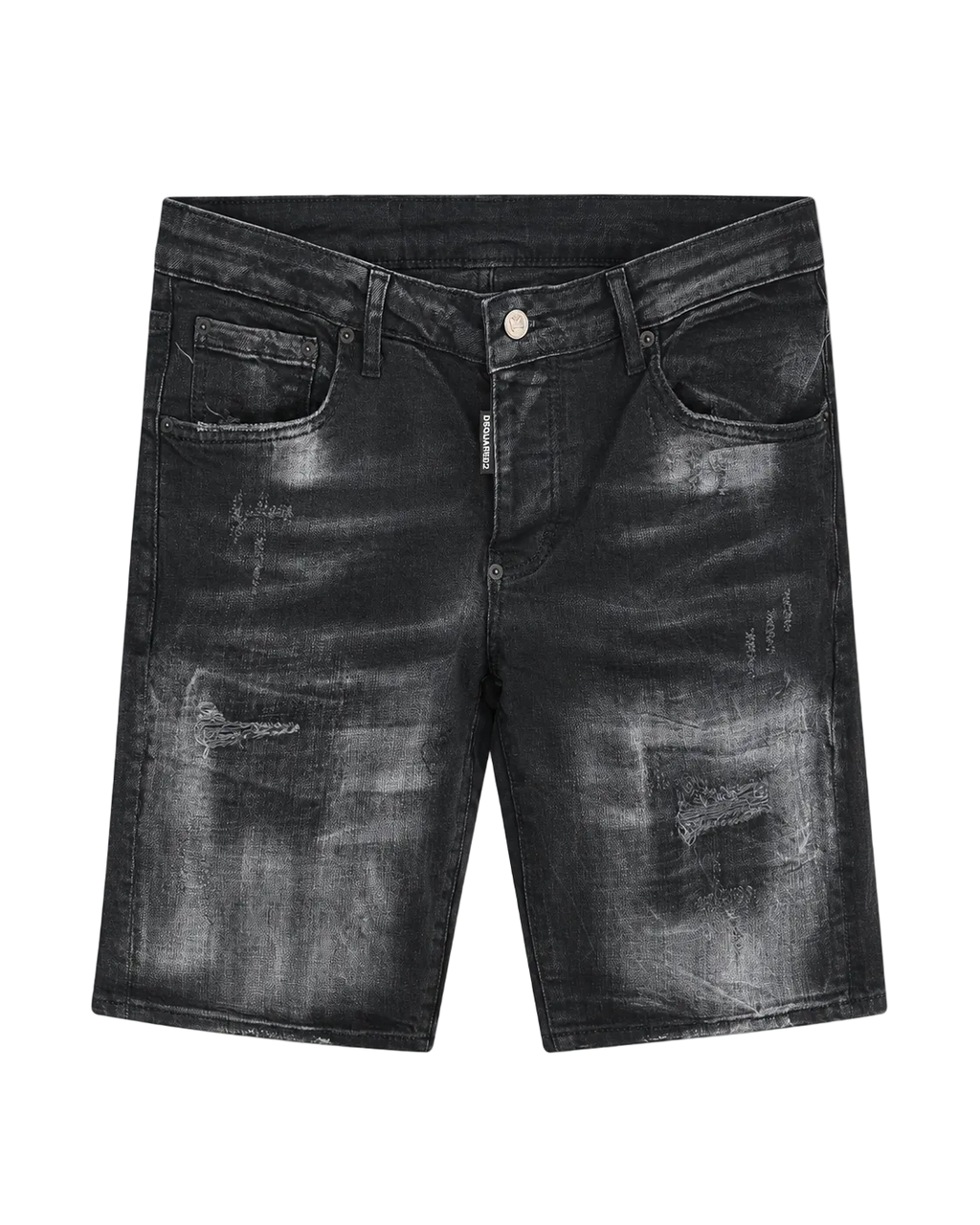 DSQ Yellow Patch Black Denim Bermude