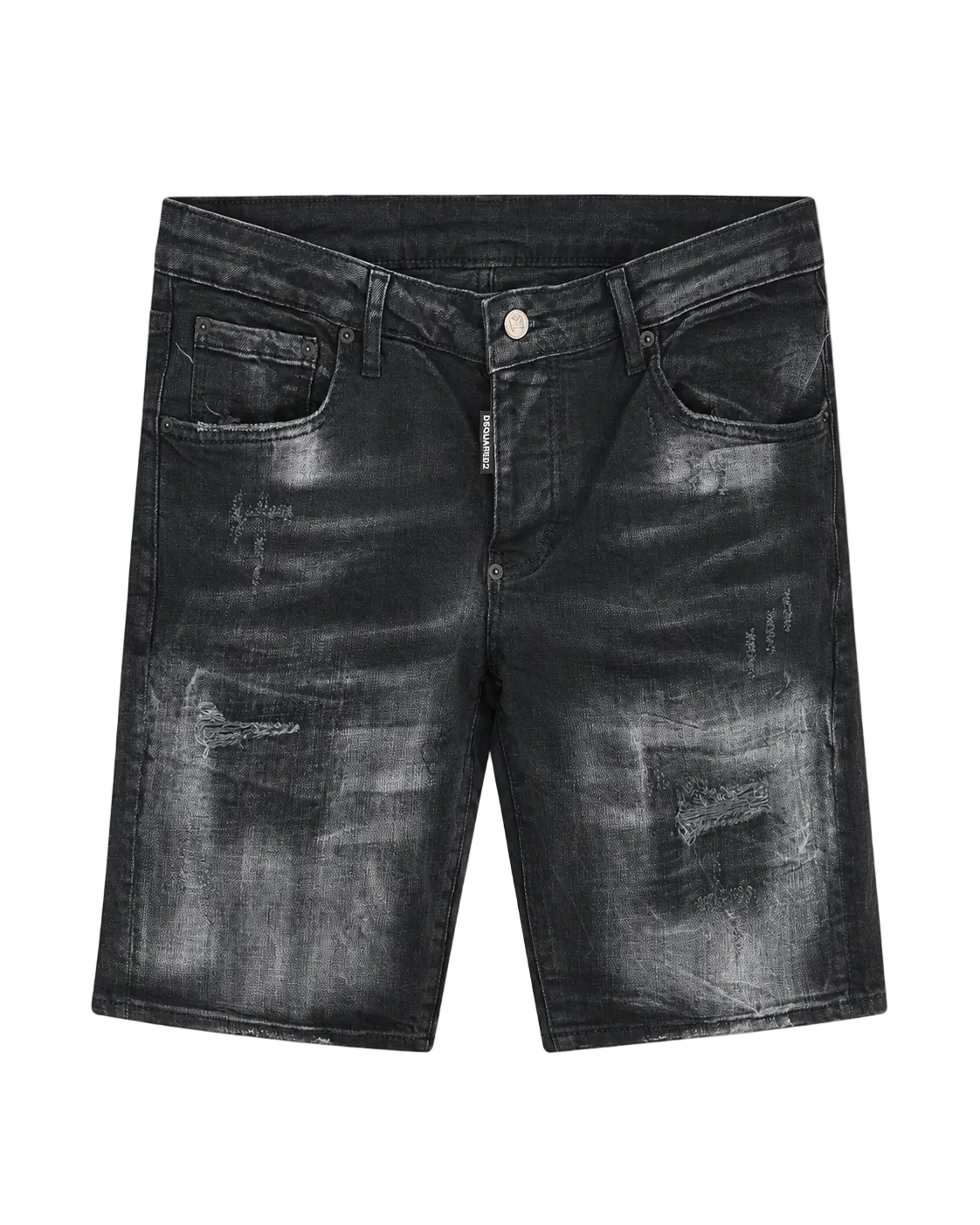 DSQ Yellow Patch Black Denim Bermude
